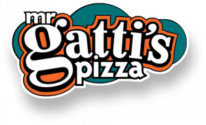 Mr. Gattis Franchise Logo with the eat and play combo and pizza franchise information.