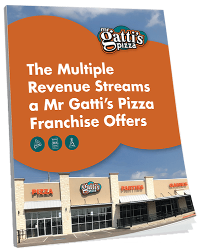 The Multiple Revenue Streams a Mr. Gatti's Pizza Franchise Offers with the pizza franchise business, arcade franchise opportunities, and family entertainment center.